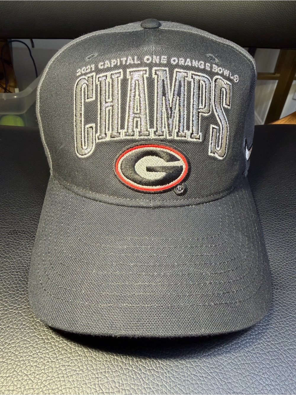 Nike Georgia Bulldogs CHAMPS 2021 Hat - Black with Red & White Logo